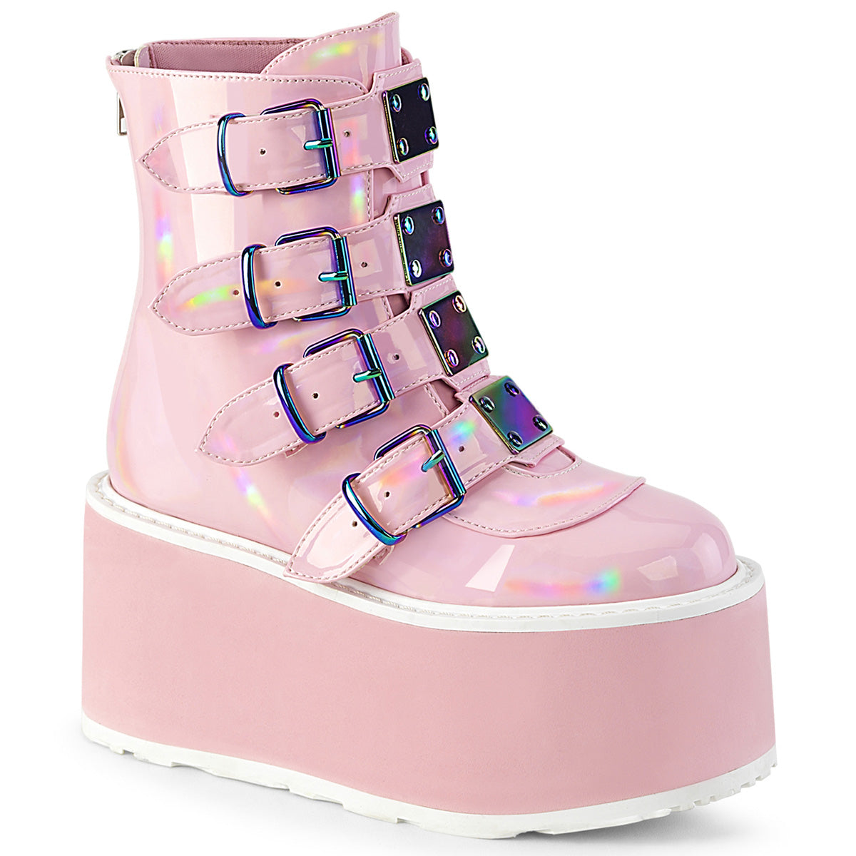 DemoniaCult Botines DAMNED-105 B. Pink Holo Pat