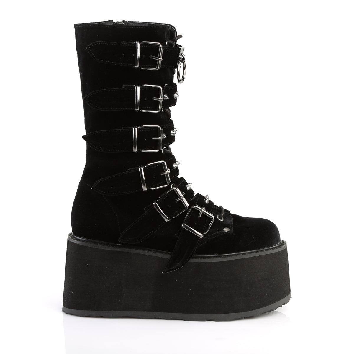 DemoniaCult Women's Mid-Calf & Knee High Boots DAMNED-225 Blk Velvet