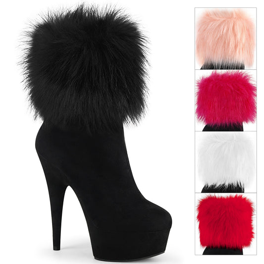 Pleaser Botas de tobillo para mujer DELIGHT-1000 BLK Faux Suede / Blk Faux Suede