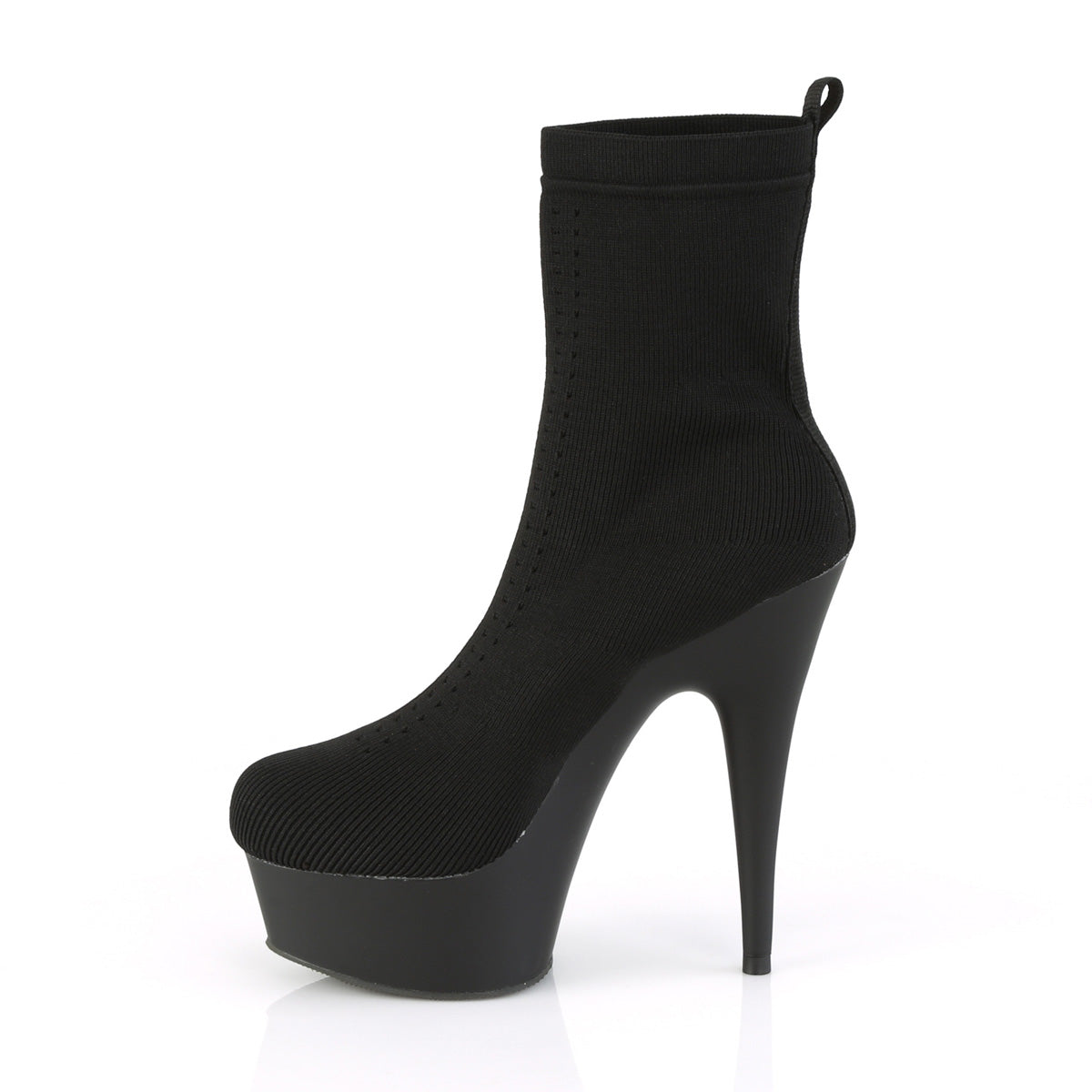 Pleaser Botas de tobillo para mujer DELIGHT-1002-1 Tejido de punto de estiramiento blk / BLK MATE