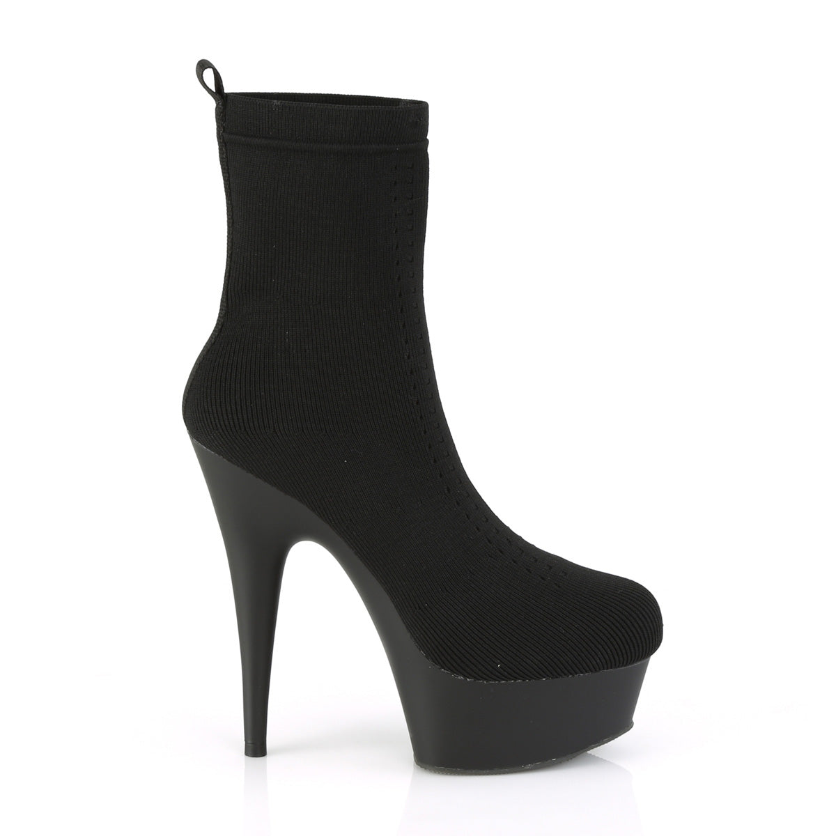 Pleaser Botas de tobillo para mujer DELIGHT-1002-1 Tejido de punto de estiramiento blk / BLK MATE