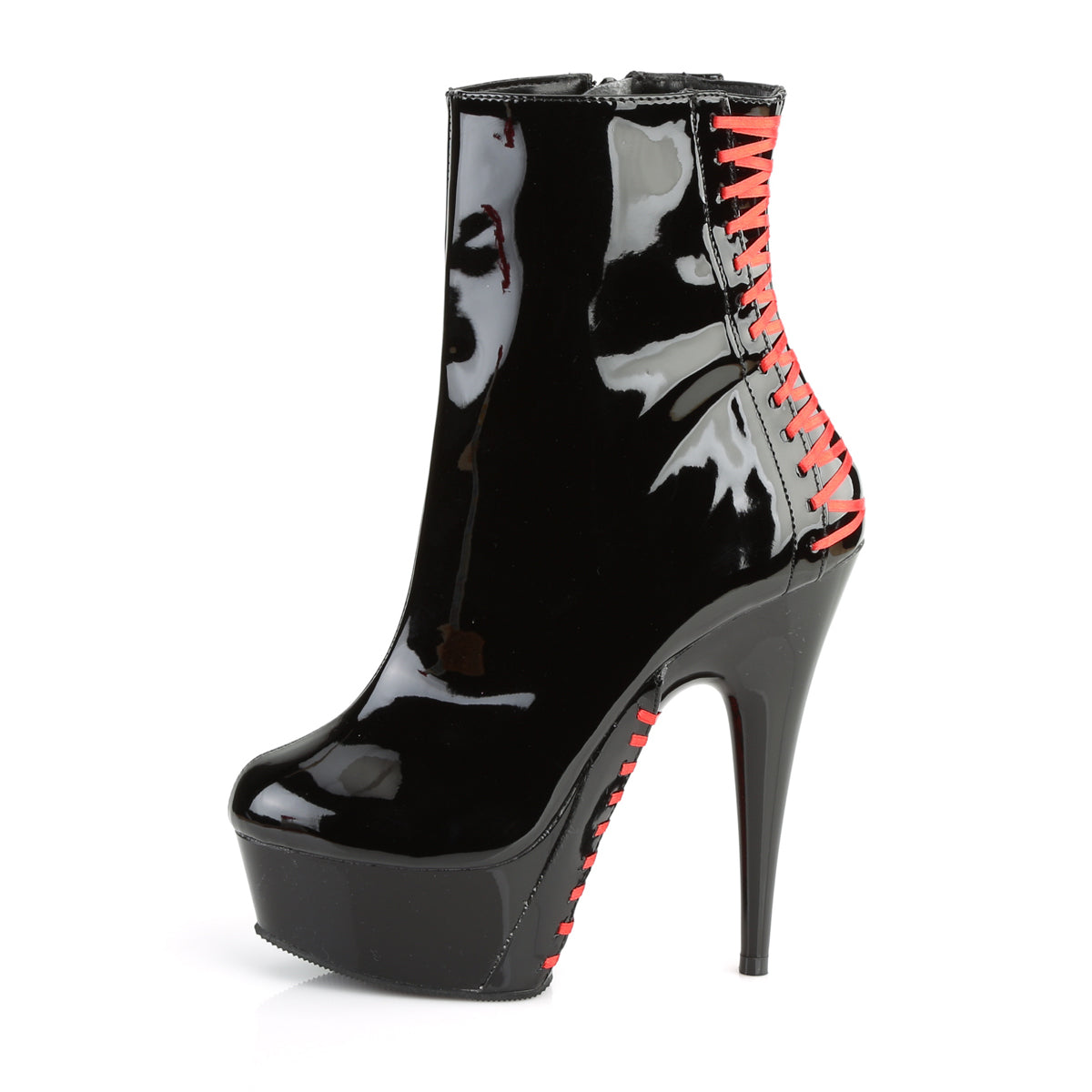 Pleaser Botas de tobillo para mujer DELIGHT-1010 BLK PAT-ROJO / BLK