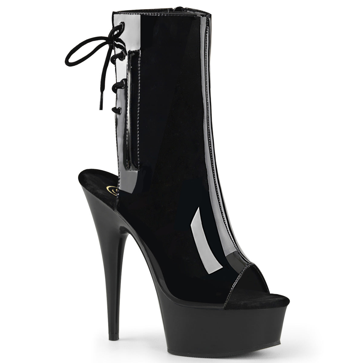 Pleaser Botas de tobillo para mujer DELIGHT-1018 BLK PAT / BLK