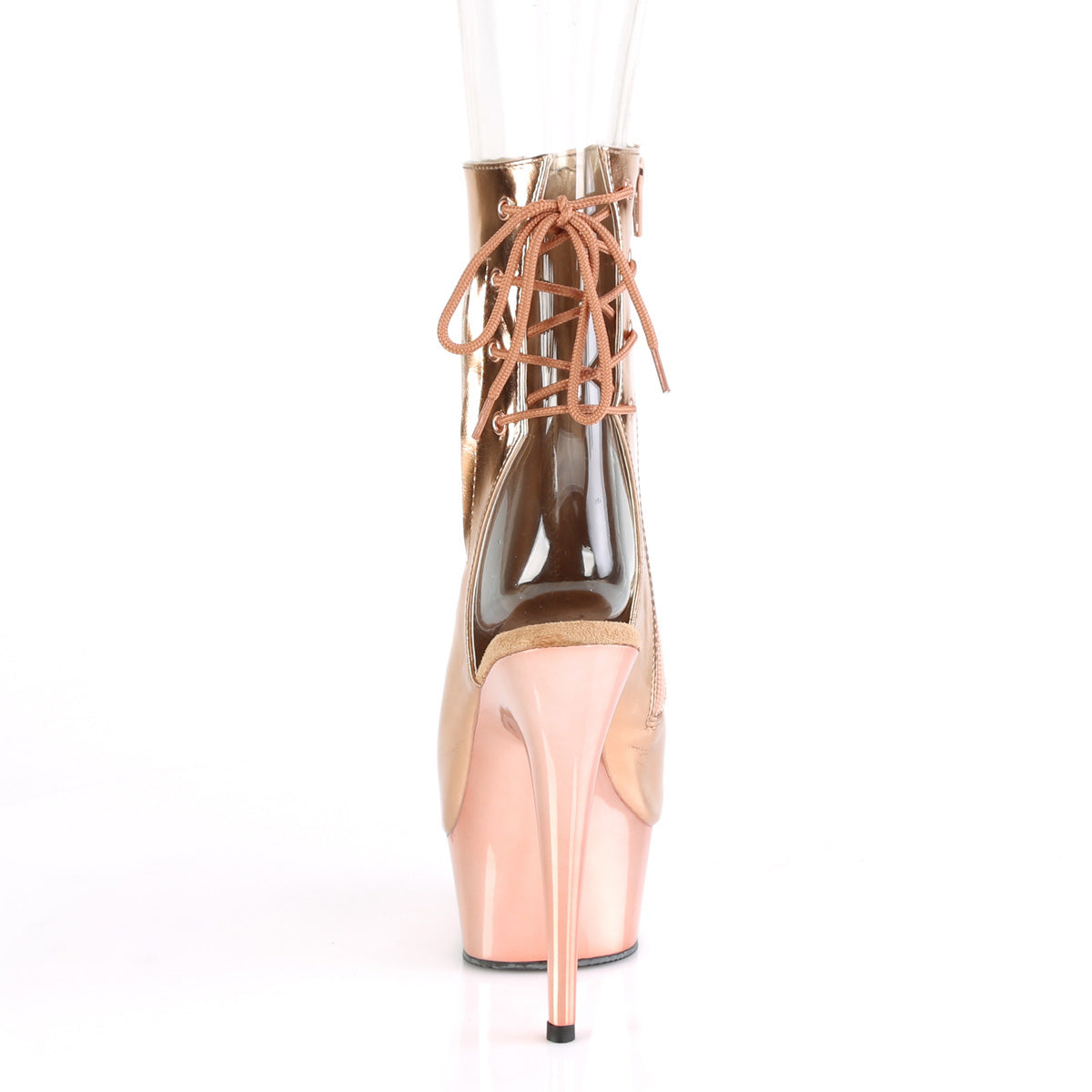 Pleaser Womens Ankle Boots DELIGHT-1018 Rose Gold Metallic Pu/Rose Gold Chrome