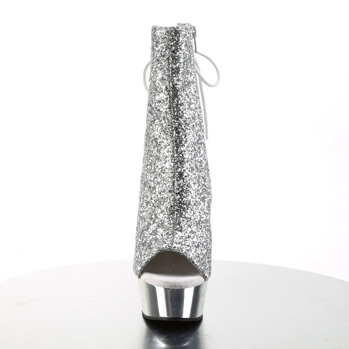 Pleaser Womens Ankle Boots DELIGHT-1018G Slv Gltr/Slv Chrome