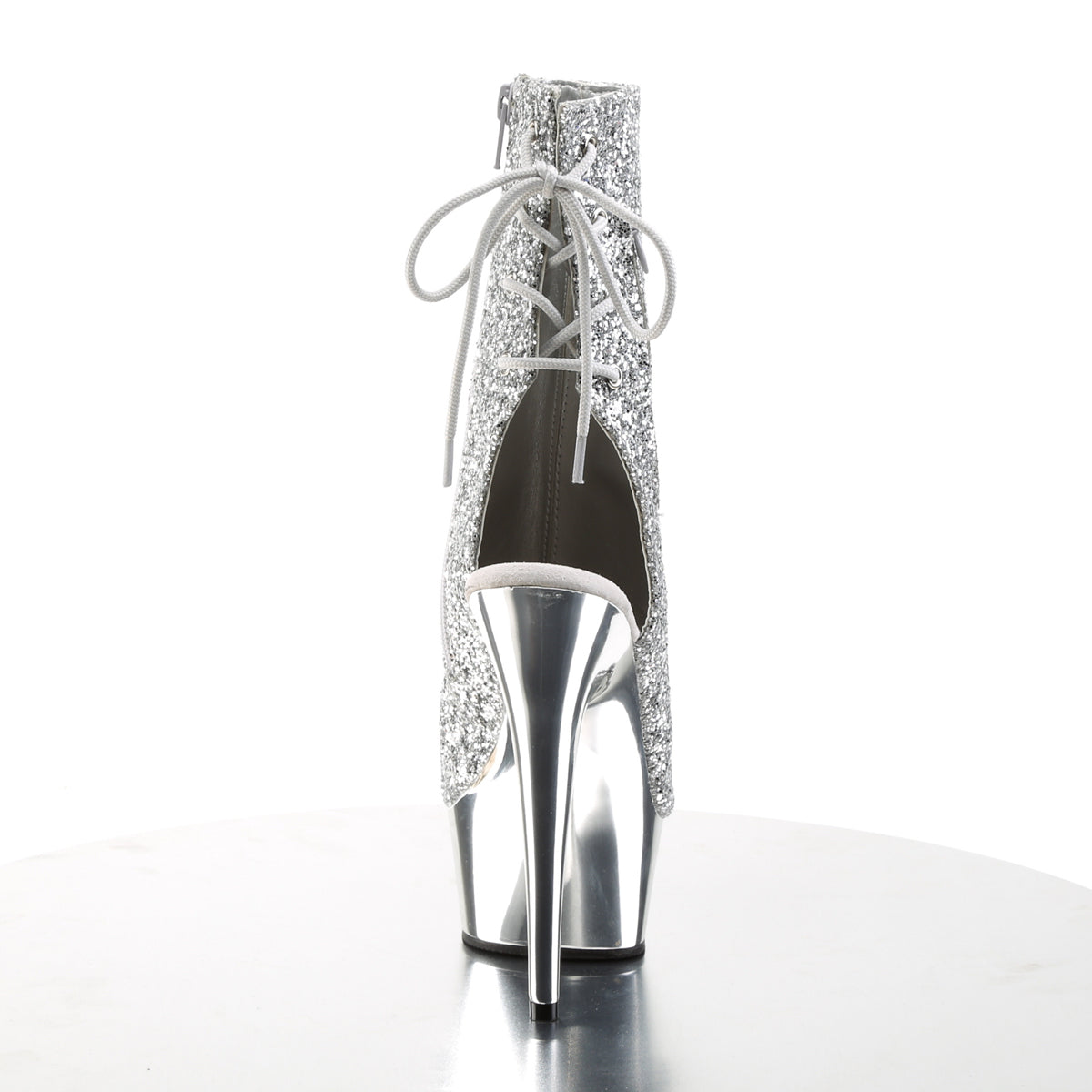 Pleaser Womens Ankle Boots DELIGHT-1018G Slv Gltr/Slv Chrome