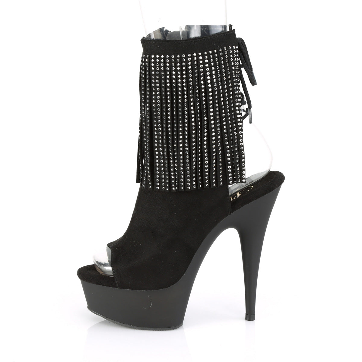 Pleaser Womens Ankle Boots DELIGHT-1018RSF Blk Faux Suede/Blk Matte