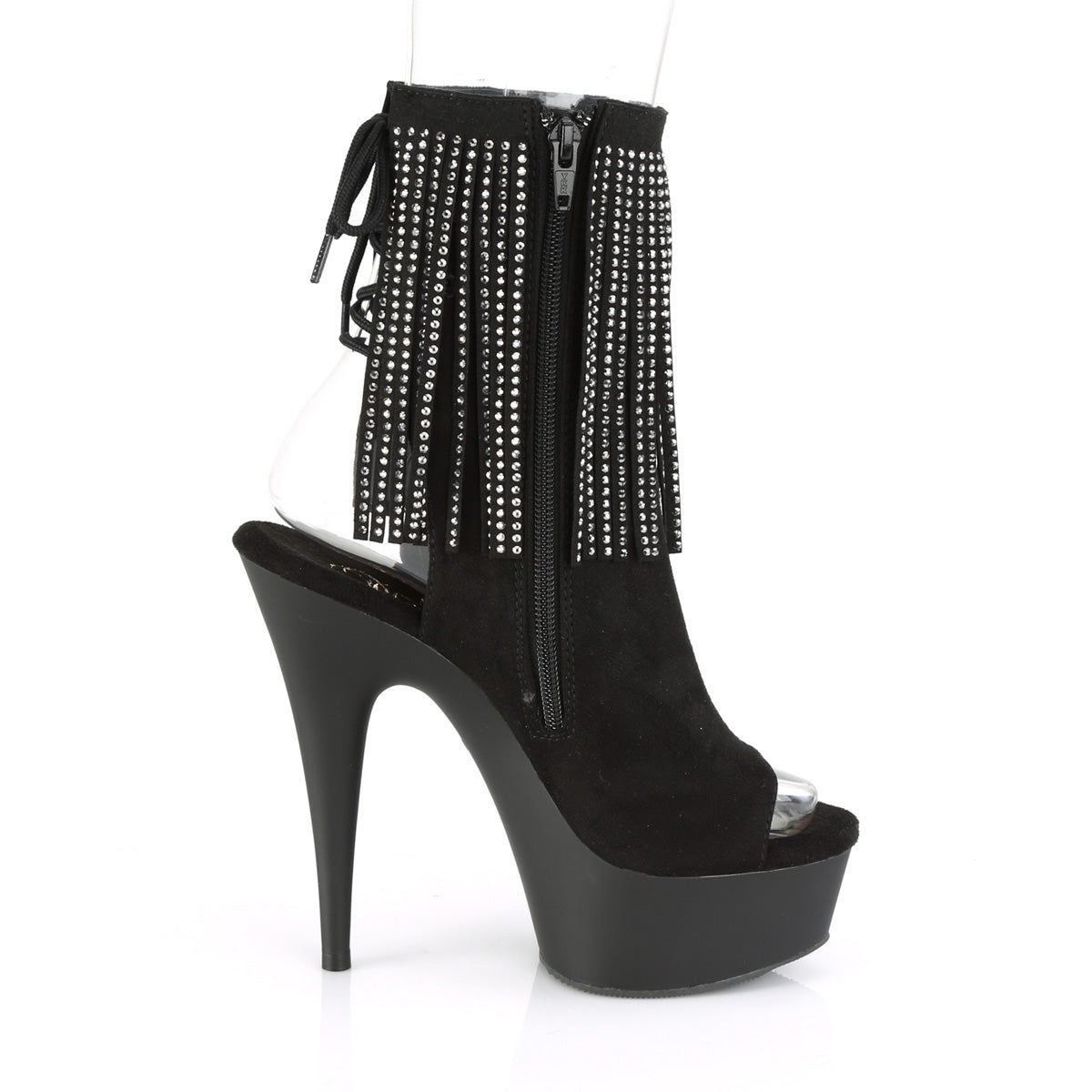 Pleaser Womens Ankle Boots DELIGHT-1018RSF Blk Faux Suede/Blk Matte