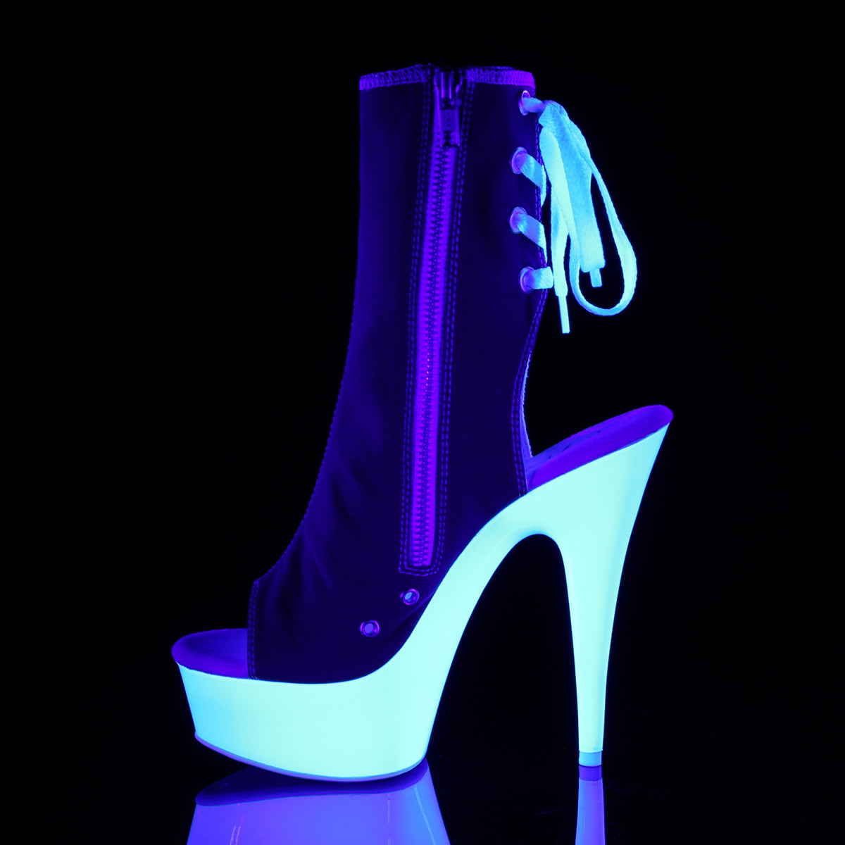 Pleaser Womens Ankle Boots DELIGHT-1018SK Red Canvas/Neon White
