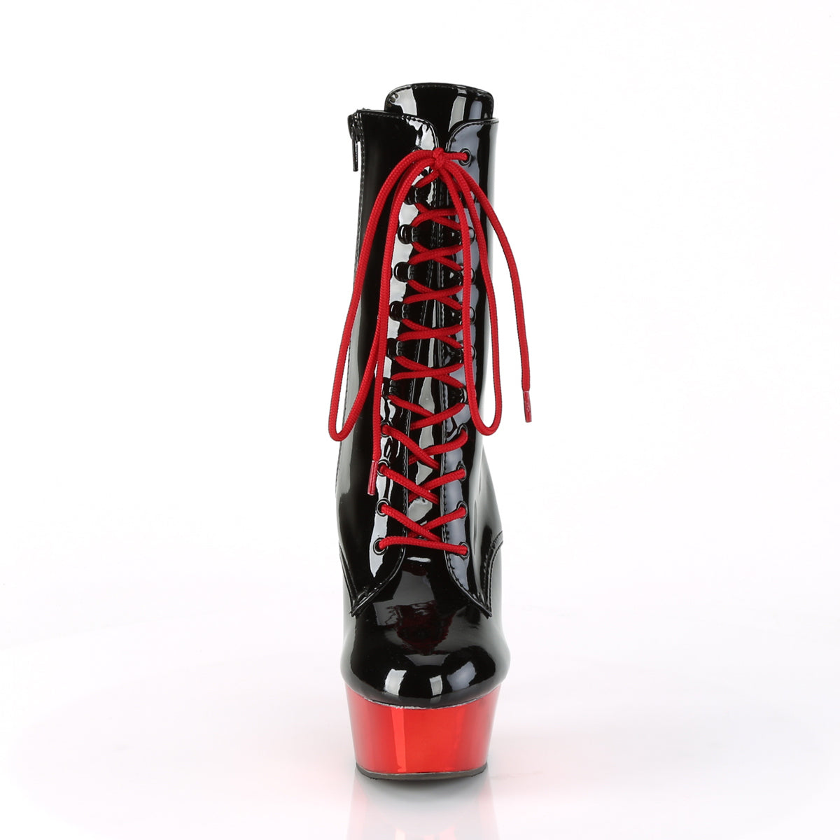 Pleaser Botas de tobillo para mujer DELIGHT-1020 BLK PAT / RED CHROME