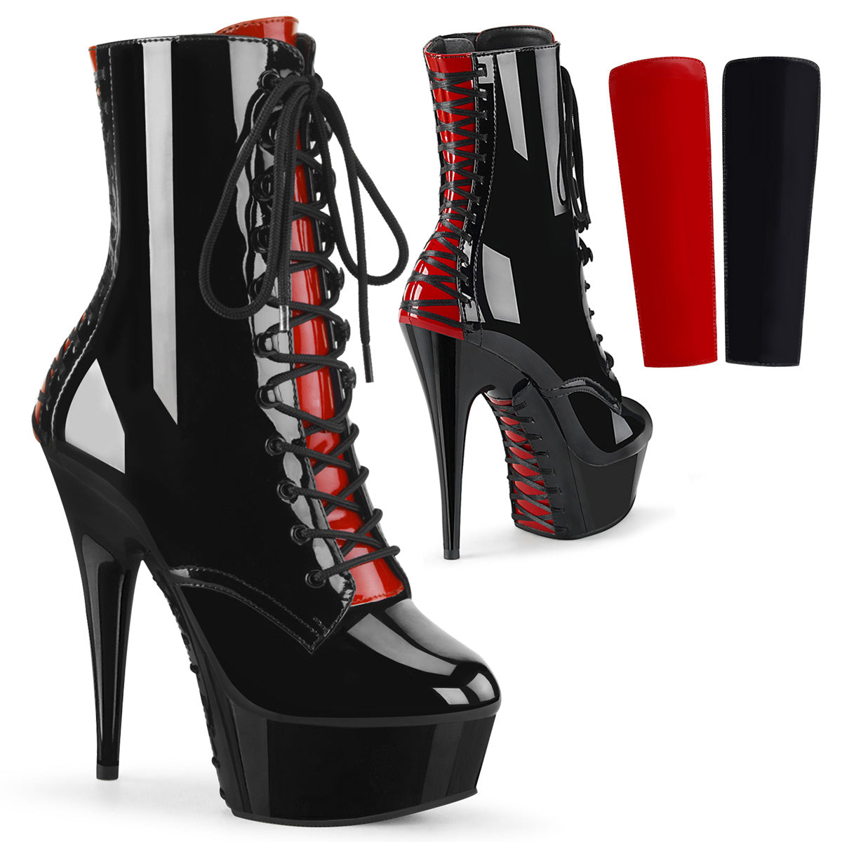 Pleaser Botas de tobillo para mujer DELIGHT-1020FH BLK PAT / BLK