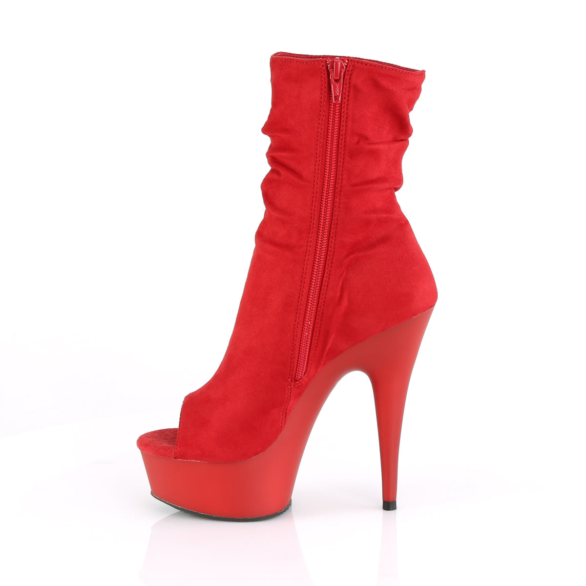 Pleaser Womens Ankle Boots DELIGHT-1031 Red Faux Suede/Red Matte