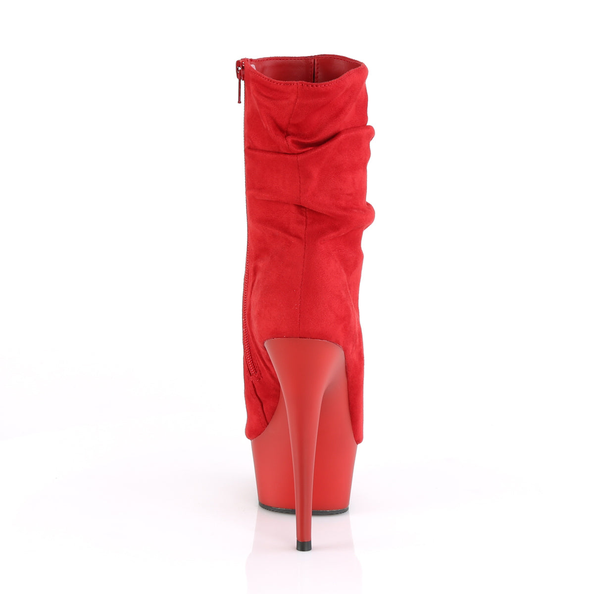Pleaser Womens Ankle Boots DELIGHT-1031 Red Faux Suede/Red Matte