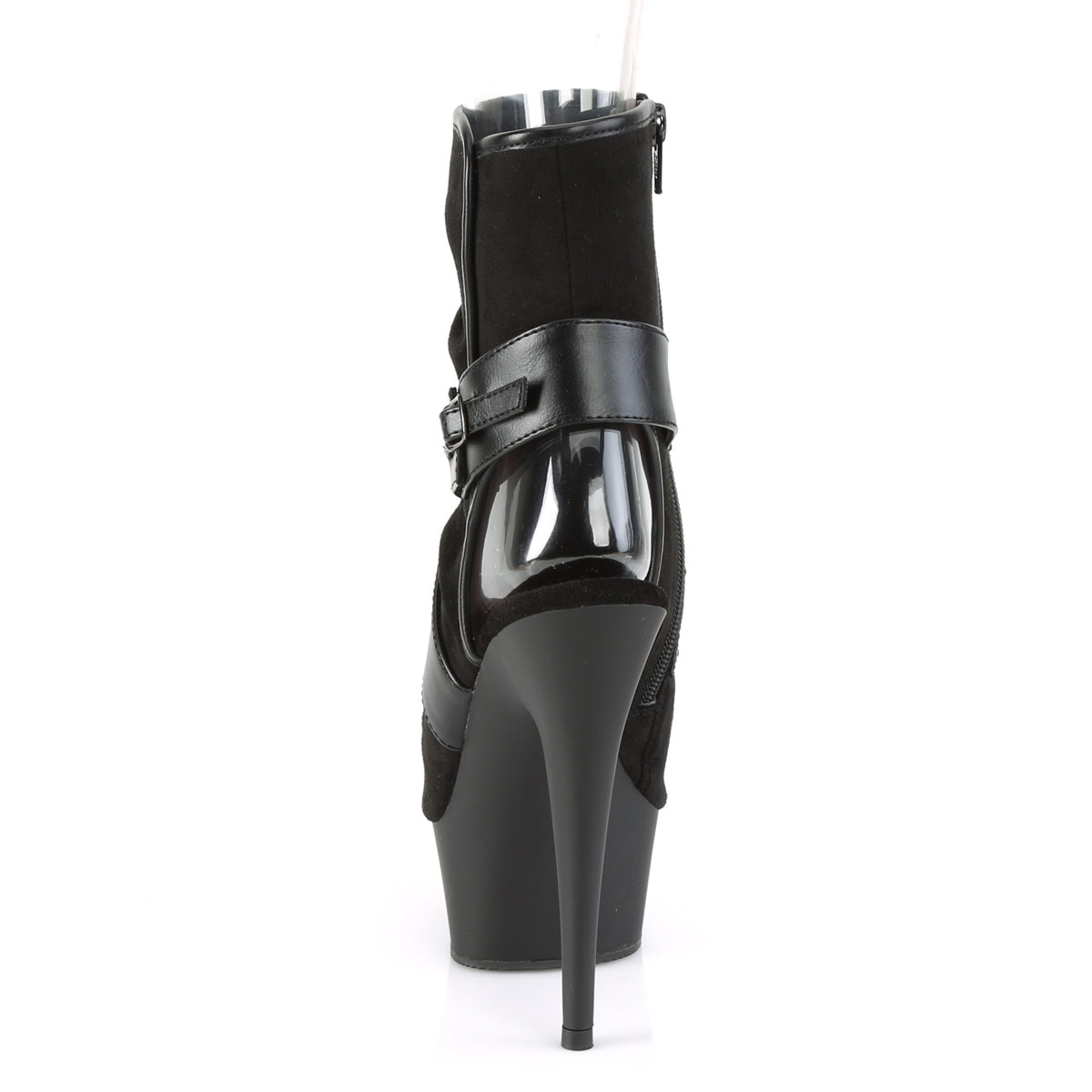 Pleaser Womens Ankle Boots DELIGHT-1034 Blk Faux Suede-Faux Leather/Blk Matte