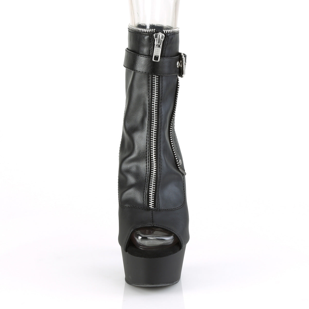 Pleaser Botas de tobillo para mujer DELIGHT-1035 Blk Faux Cuero / Blk Mate