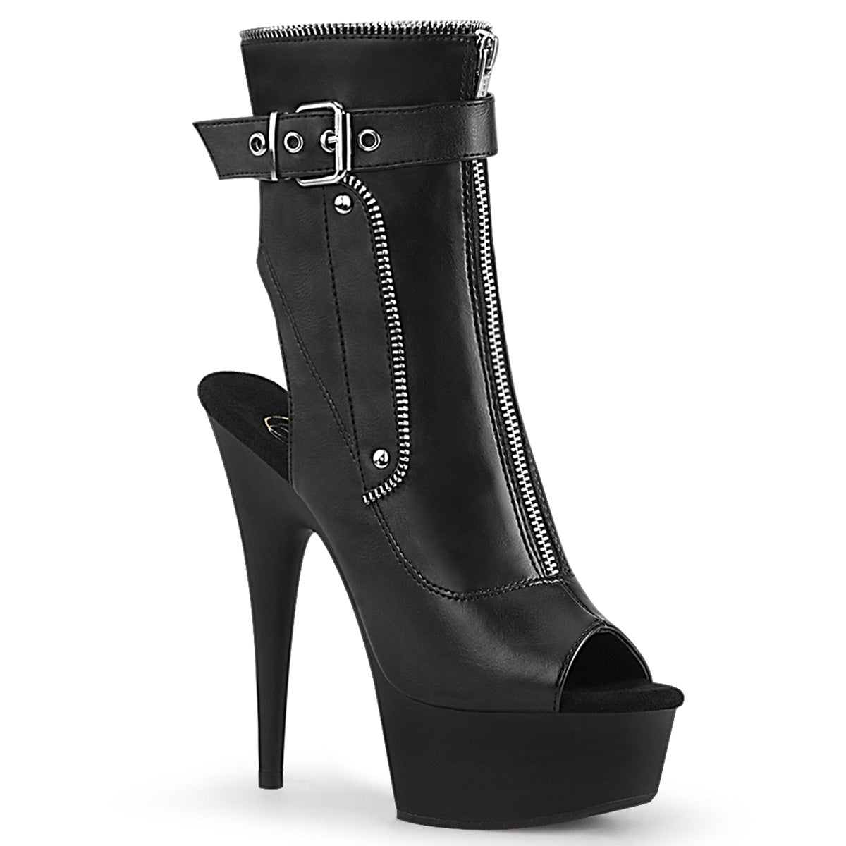 Pleaser Botas de tobillo para mujer DELIGHT-1035 Blk Faux Cuero / Blk Mate