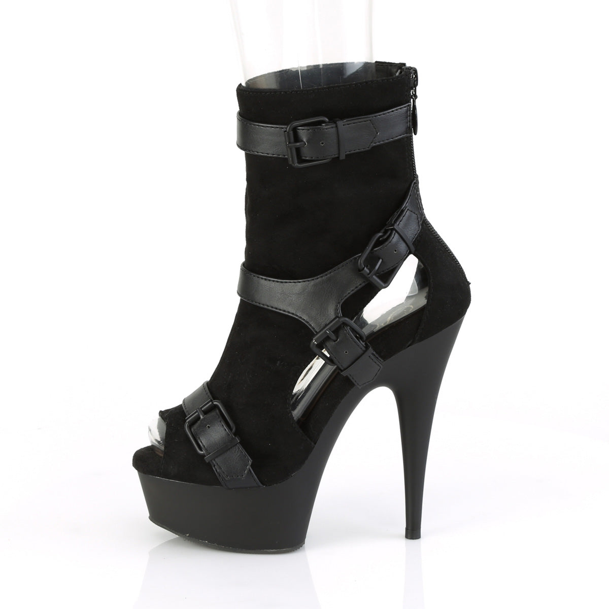 Pleaser Womens Ankle Boots DELIGHT-1037 Blk Faux Suede-Faux Leather/Blk Matte