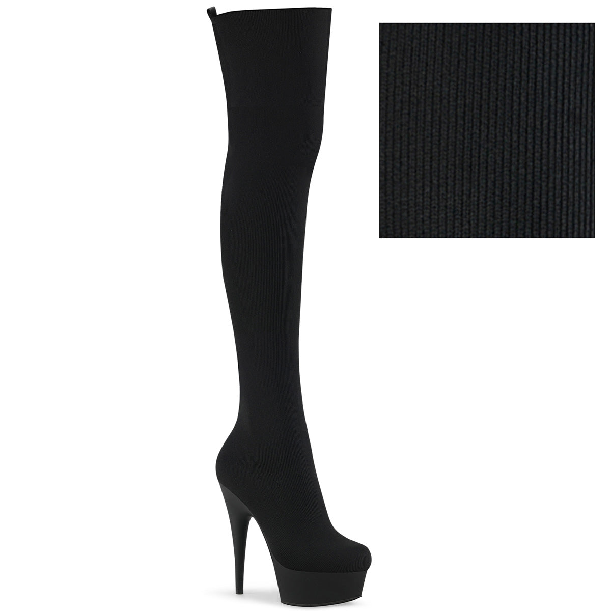 Pleaser Botas de mujer DELIGHT-3002-1 Tela de punto de estiramiento blk / BLK MATE
