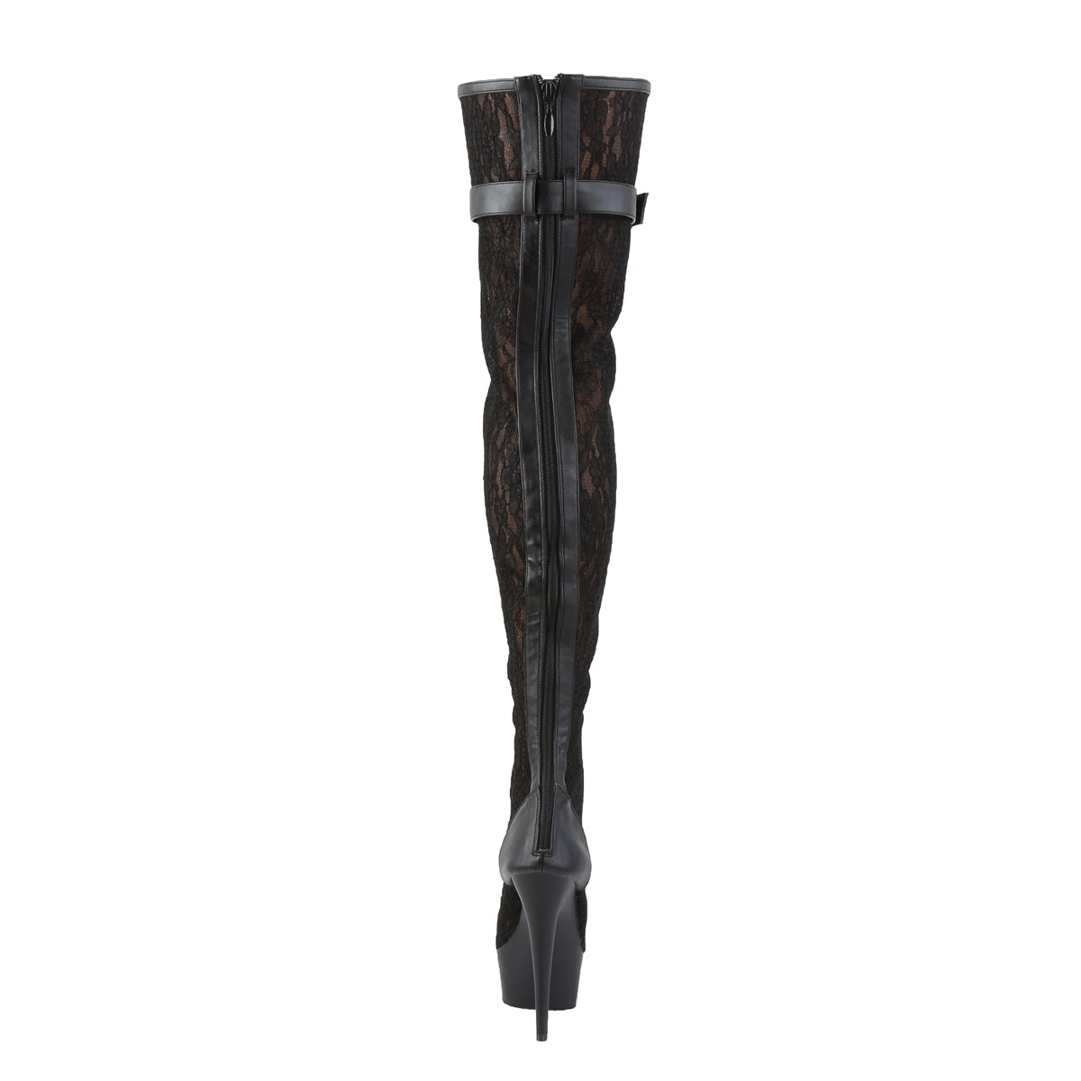 Pleaser Botas de mujer DELIGHT-3025ml Blk Faux Cuero-malla-encaje / Blk Mate