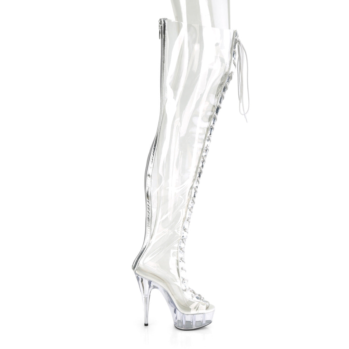 Pleaser Botas de mujer DELIGHT-3026 CLR-SLV METALIC PU-TPU / CLR