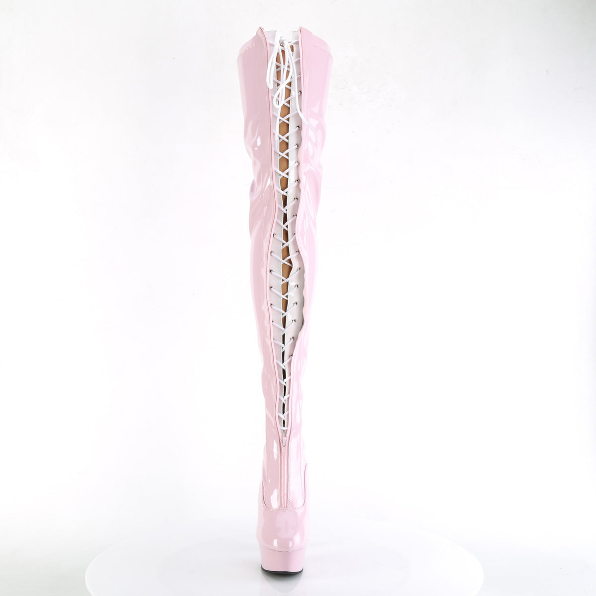 Pleaser Boots DELIGHT-3027 B. Pink-Wht Str. Pat/B. Pink
