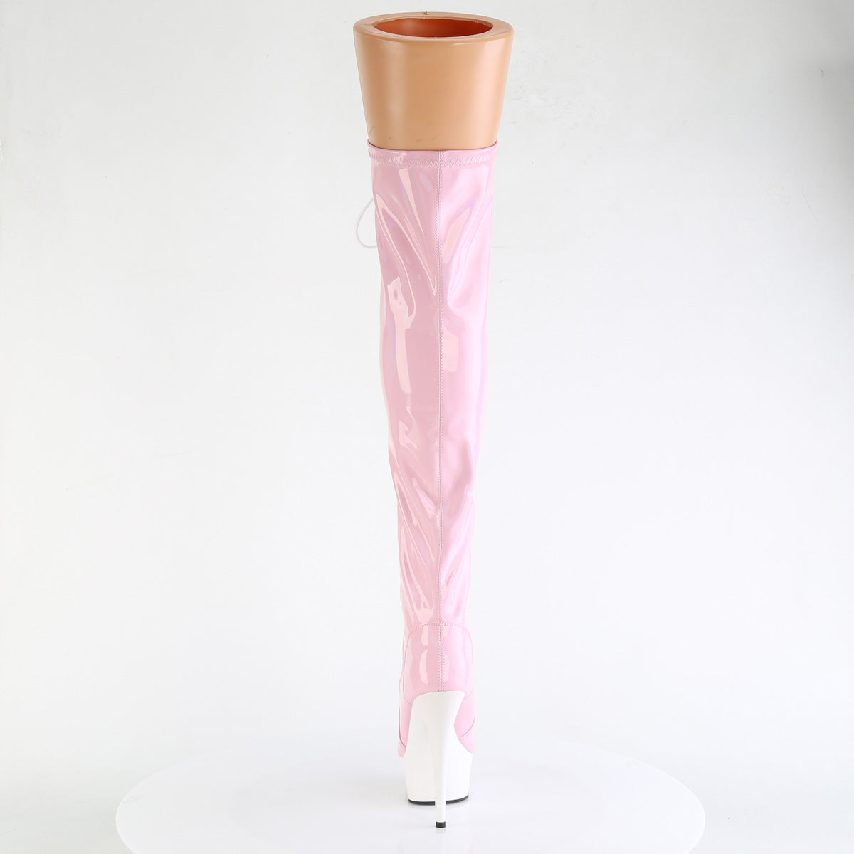 Pleaser DELIGHT-3029 B. Pink Str Hologram Pat/Wht Matte