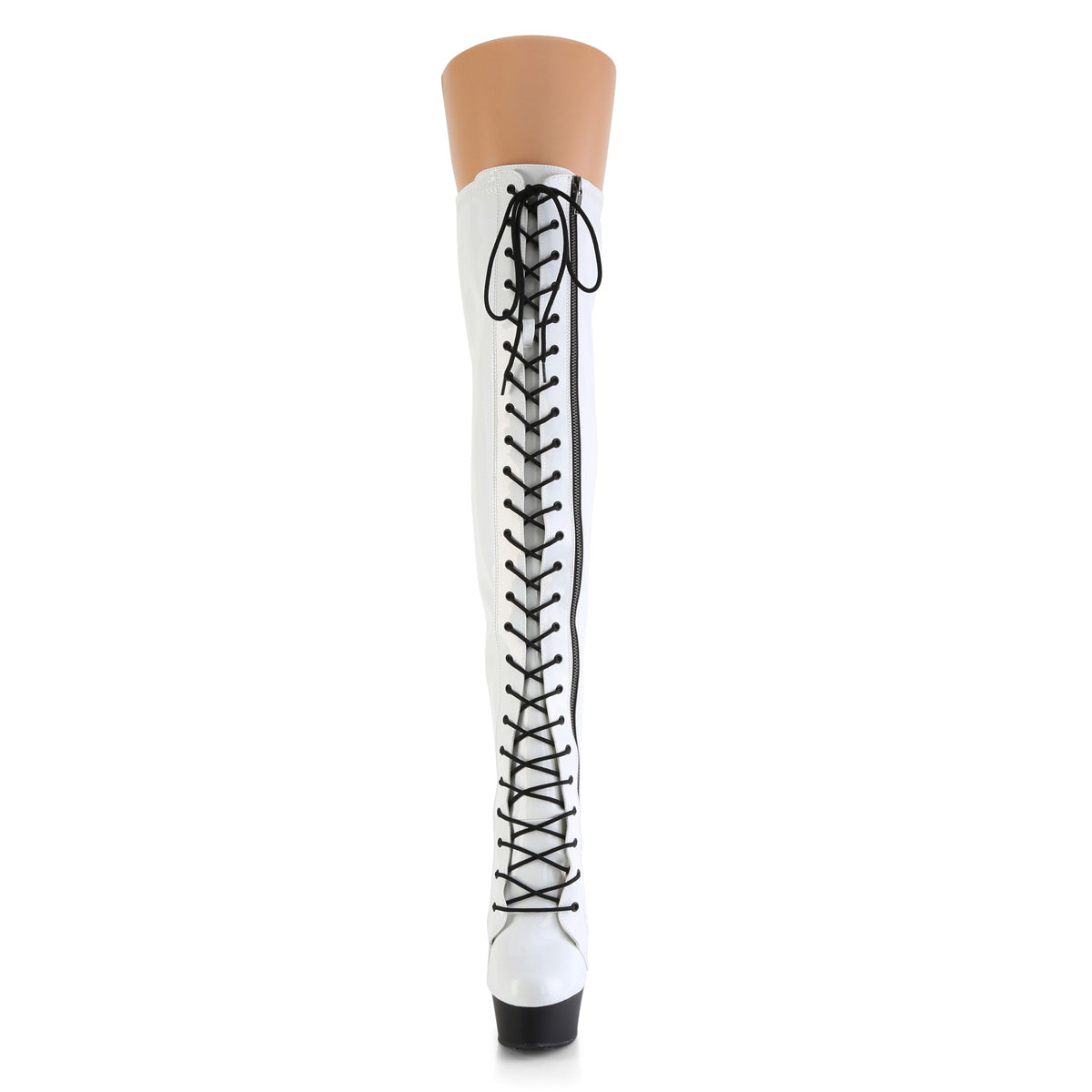 Pleaser DELIGHT-3029 Wht Str Hologram Pat/Blk Matte