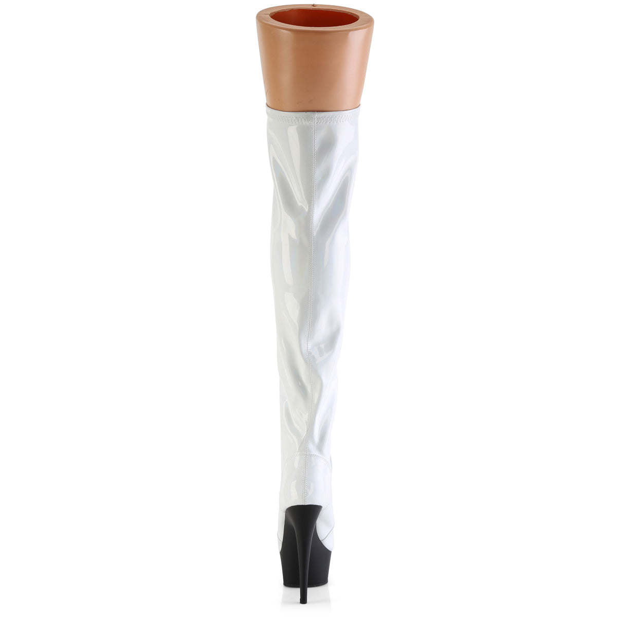 Pleaser DELIGHT-3029 Wht Str Hologram Pat/Blk Matte
