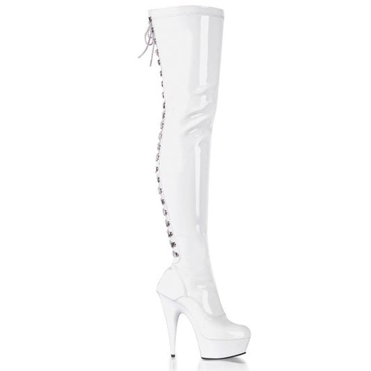 Pleaser Botas de mujer DELIGHT-3063 WHT STR PAT / WHT