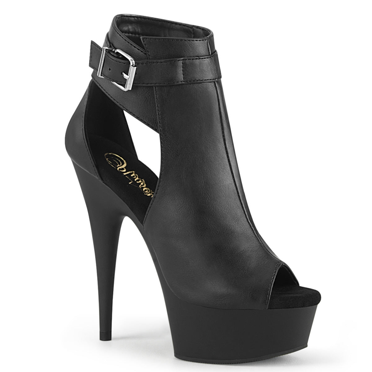 Pleaser Botas de tobillo para mujer DELIGHT-600-10 BLK Faux Cuero / Blk Mate
