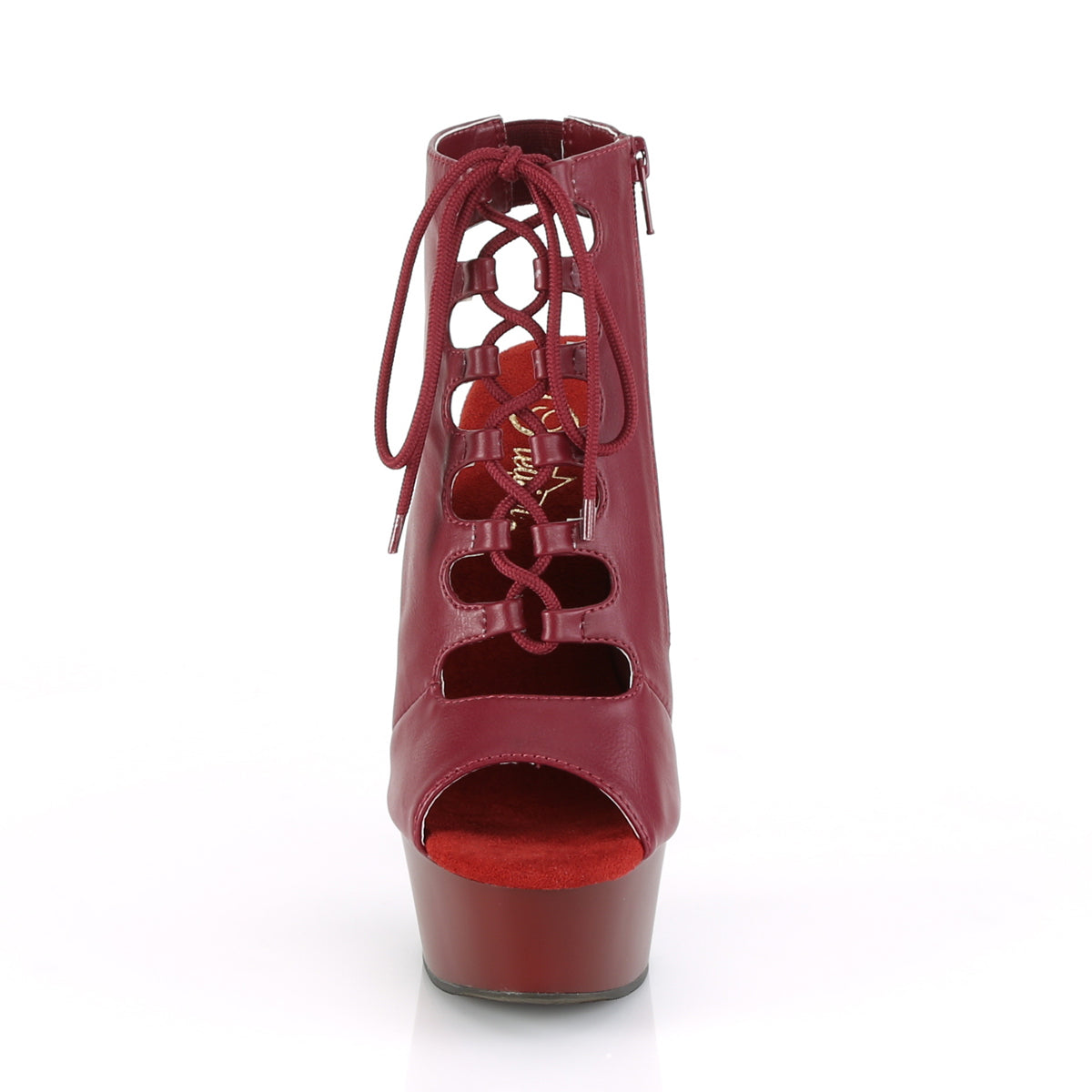 Pleaser Botas de tobillo para mujer DELIGHT-600-20 Burgundy Faux Cuero / Burgundy Mate