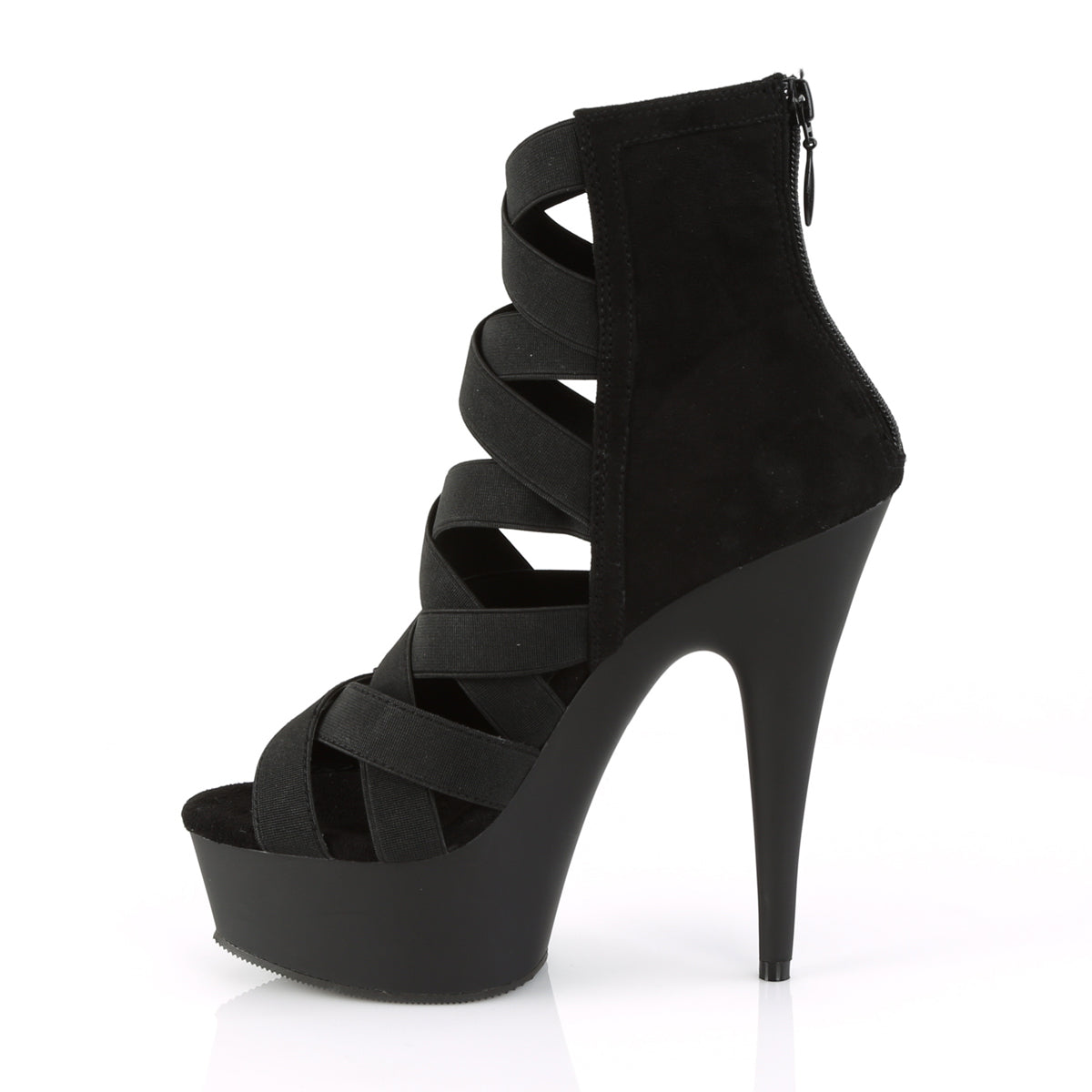 Pleaser Sandalias para mujer DELIGHT-600-24 Blk Banda elástica-Faux Suede / Blk Mate
