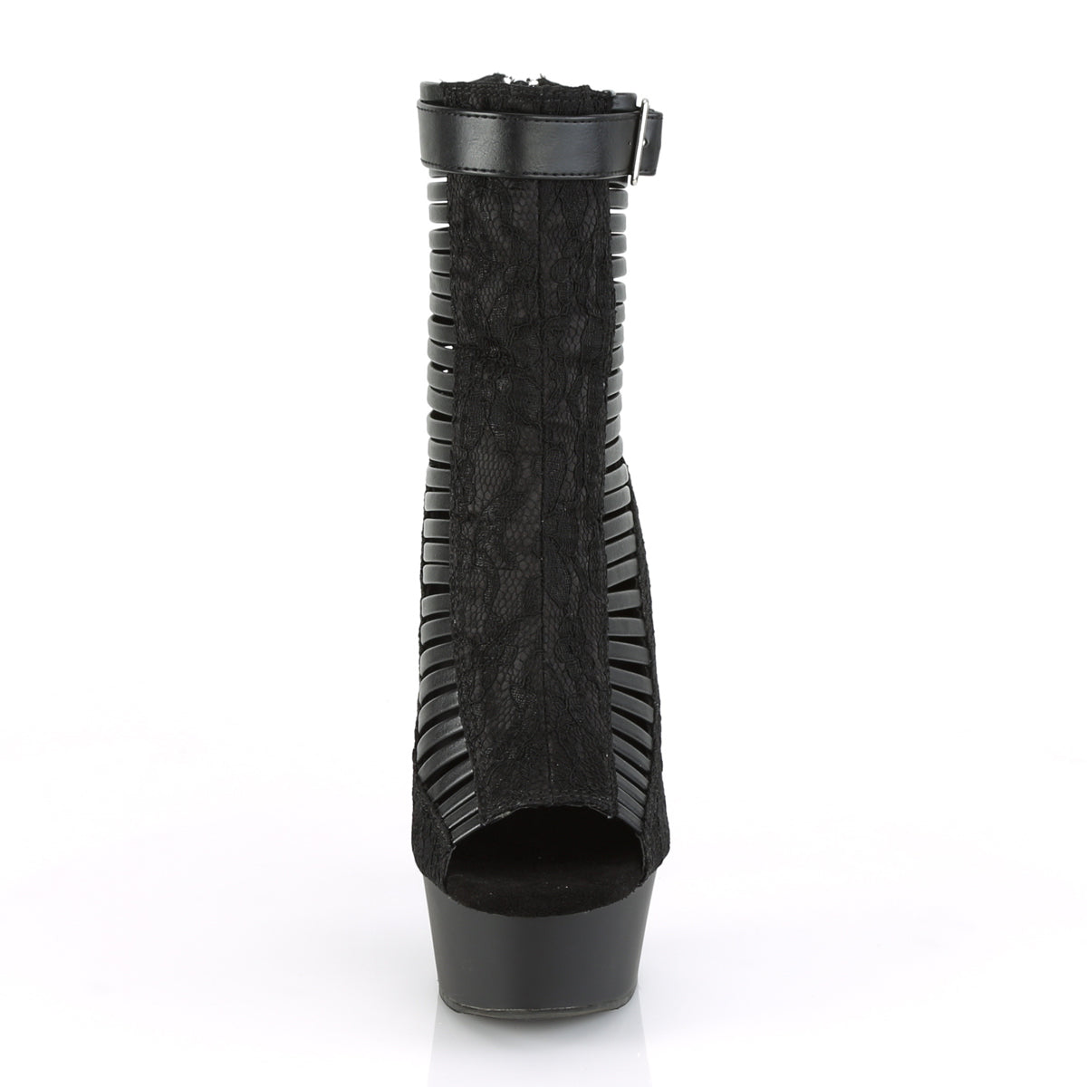Pleaser Botas de tobillo para mujer DELIGHT-600-27lc Blk Faux Cuero-Teject / Blk Mate