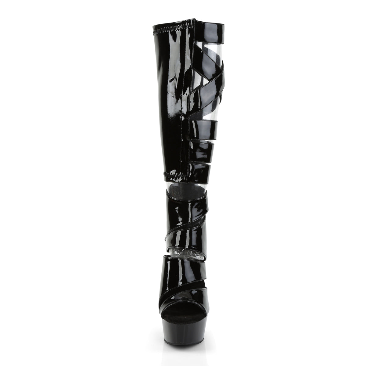 Pleaser Botas de mujer DELIGHT-600-49 BLK STR PAT / BLK