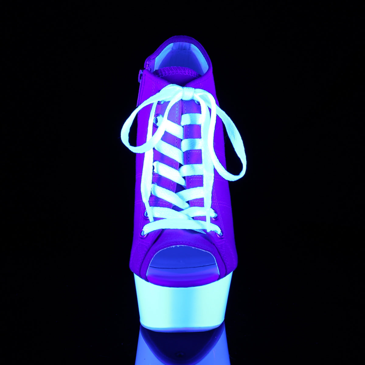 Pleaser Sandalias para mujer DELIGHT-600sk-01 lienzo rosa / neón blanco