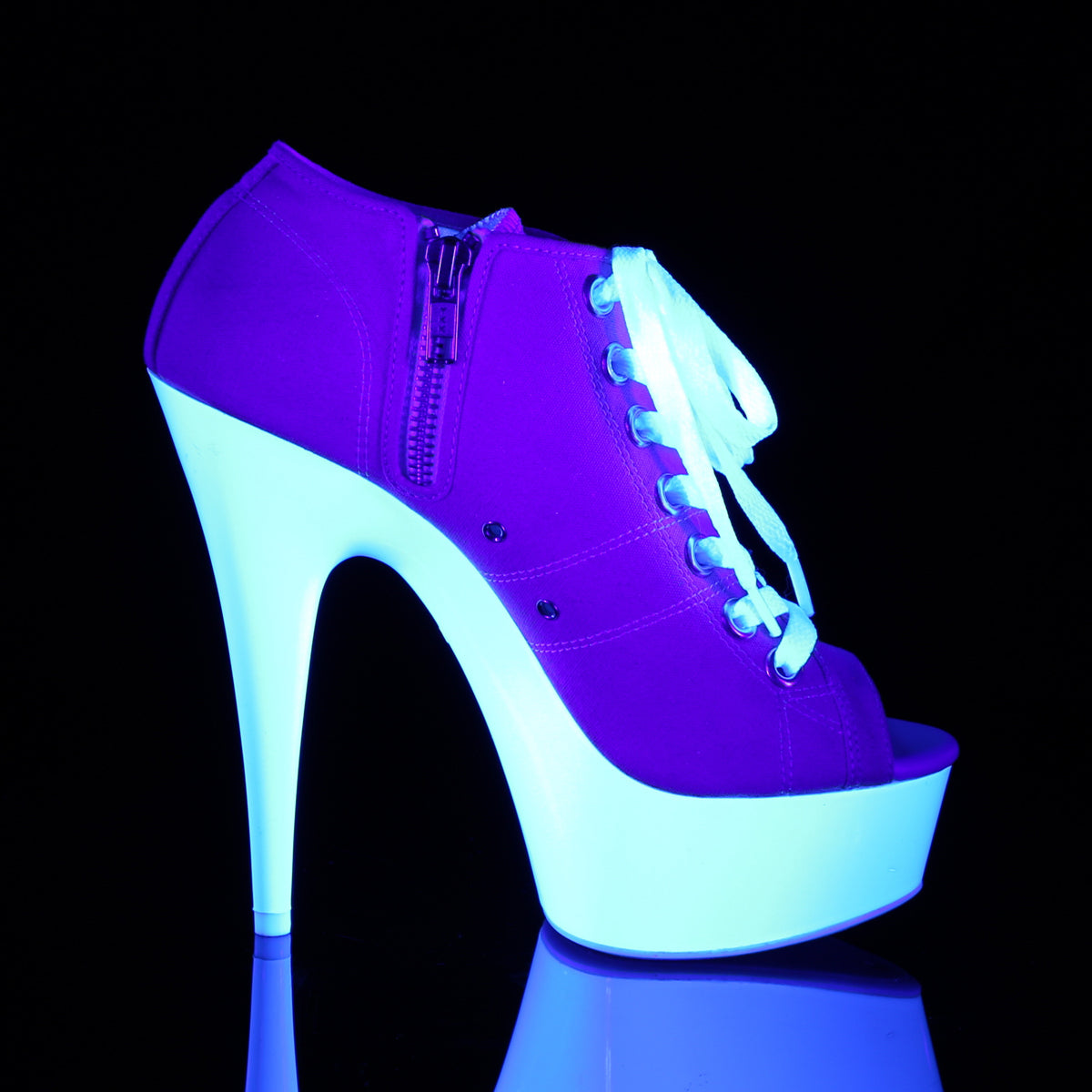 Pleaser Sandalias para mujer DELIGHT-600sk-01 lienzo rosa / neón blanco