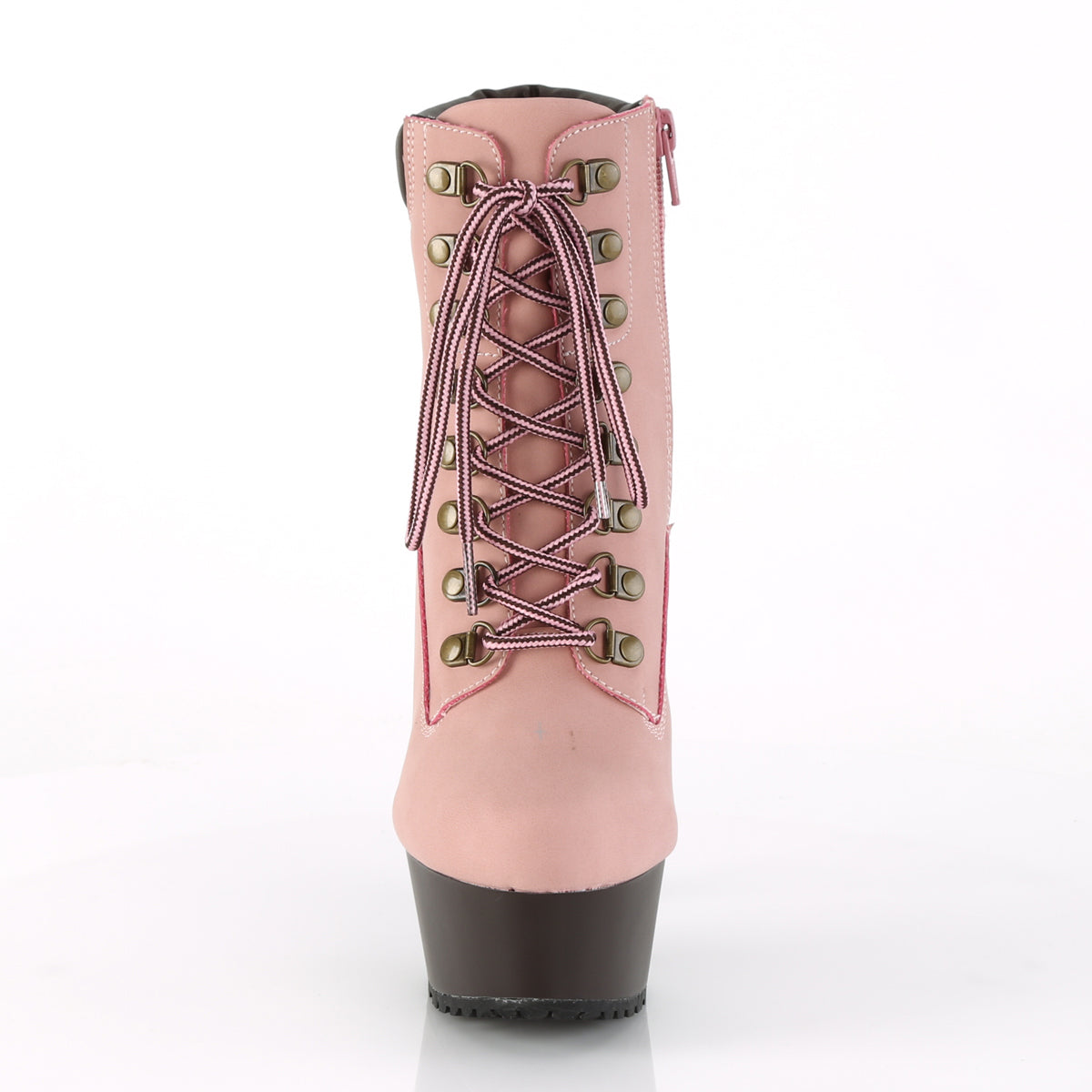 Pleaser Botas de tobillo para mujer DELIGHT-600TL-02 B. PINK Nubuck Faux Cuero / D. Mate marrón