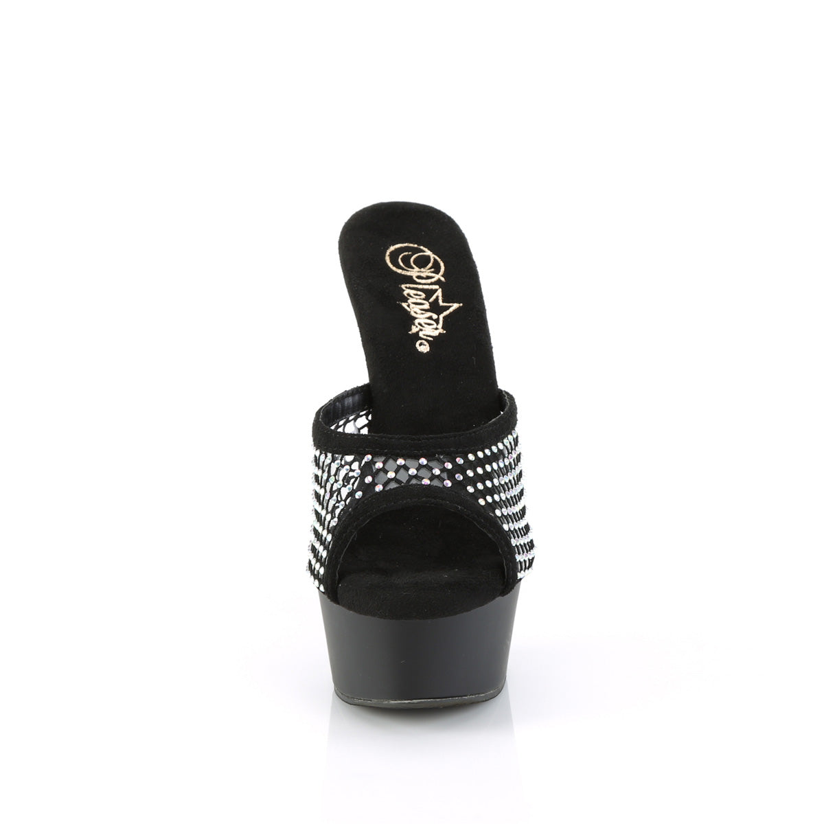 Pleaser Sandals DELIGHT-601-6RM Blk Faux Suede-RS Mesh/Blk Matte
