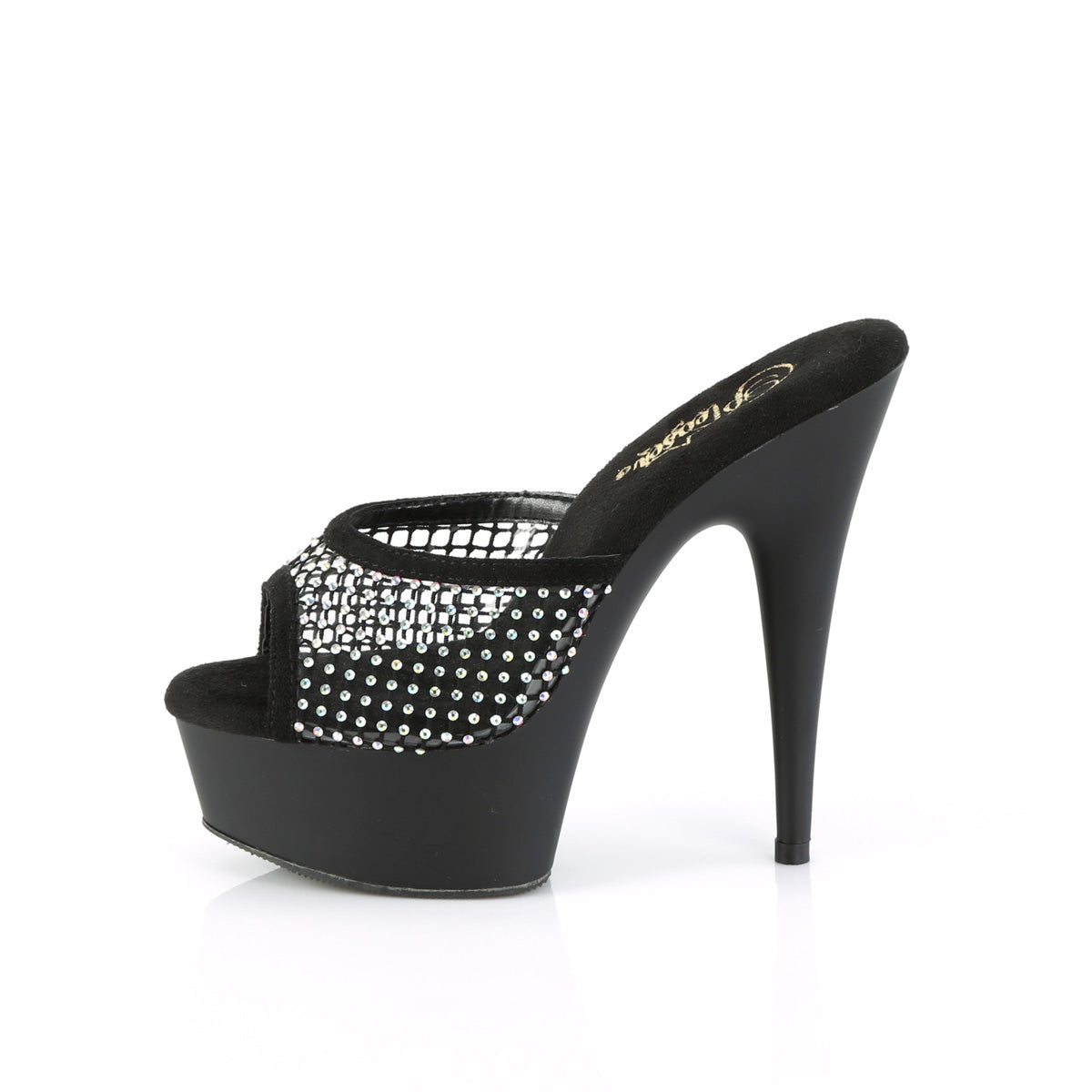 Pleaser Sandals DELIGHT-601-6RM Blk Faux Suede-RS Mesh/Blk Matte