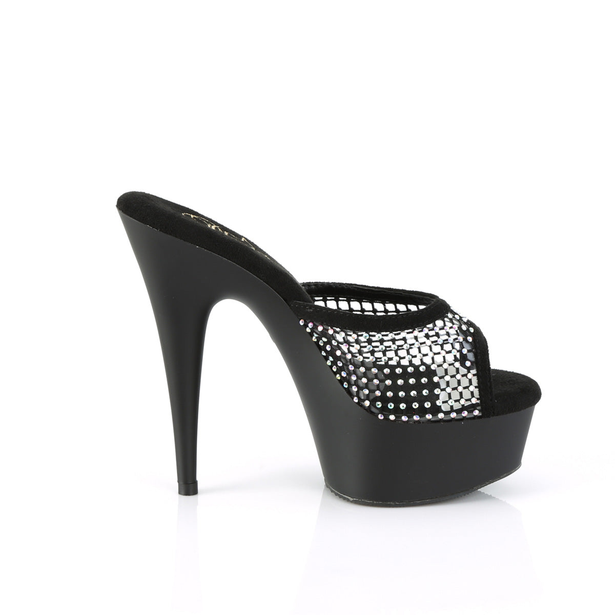 Pleaser Sandals DELIGHT-601-6RM Blk Faux Suede-RS Mesh/Blk Matte