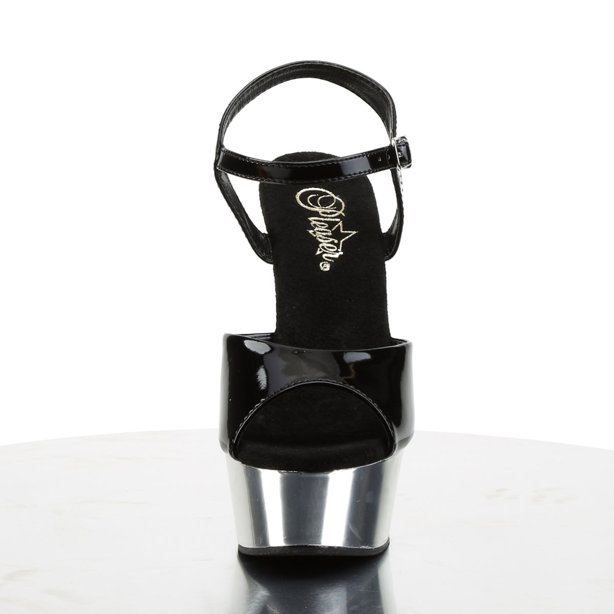Pleaser Sandalias para mujer DELIGHT-609 BLK / SLV Chrome