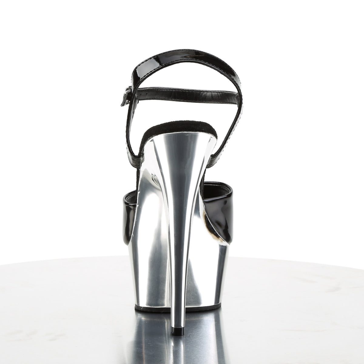 Pleaser Sandalias para mujer DELIGHT-609 BLK / SLV Chrome