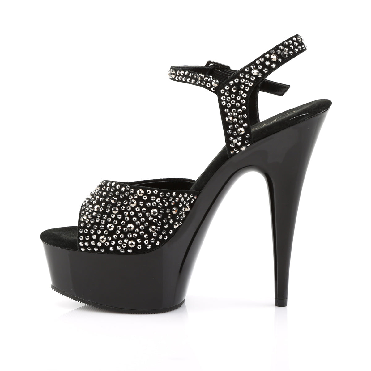 Pleaser Sandalias para mujer DELIGHT-609rs Blk Suede-Pewter Rs / BLK