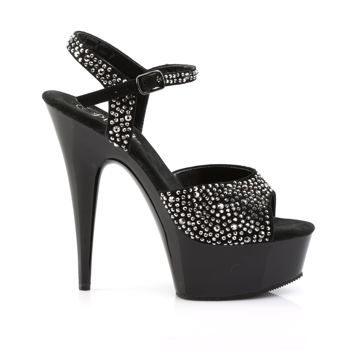 Pleaser Sandalias para mujer DELIGHT-609rs Blk Suede-Pewter Rs / BLK