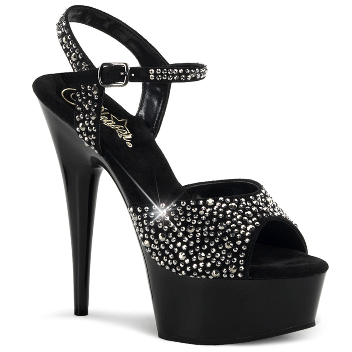 Pleaser Sandalias para mujer DELIGHT-609rs Blk Suede-Pewter Rs / BLK
