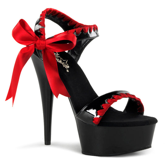 Pleaser Sandalias para mujer DELIGHT-615 blk-roja / blk