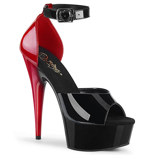 Pleaser Sandalias para mujer DELIGHT-617 Blk-Red Pat / Blk-Red