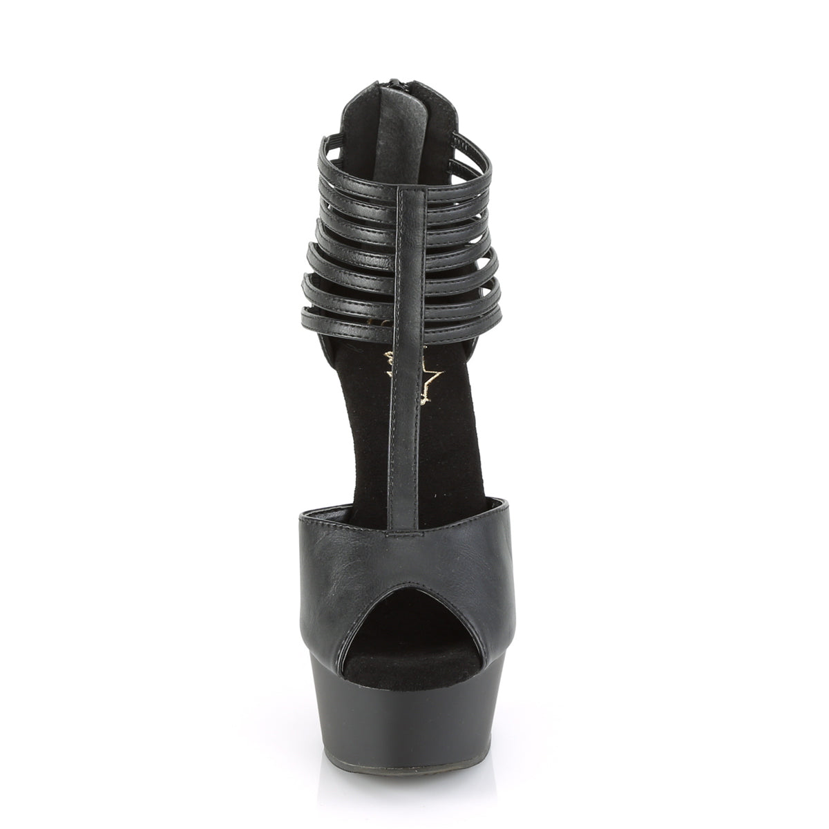 Pleaser Sandalias para mujer DELIGHT-626 Blk Faux Cuero / Blk Mate