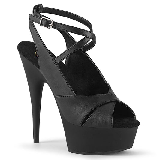 Pleaser Sandalias para mujer DELIGHT-632 Blk Faux Cuero / Blk Mate