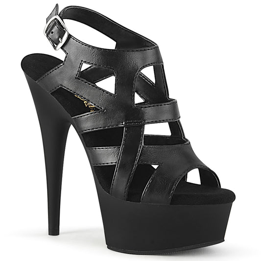Pleaser Sandalias para mujer DELIGHT-644 Blk Faux Cuero / Blk Mate